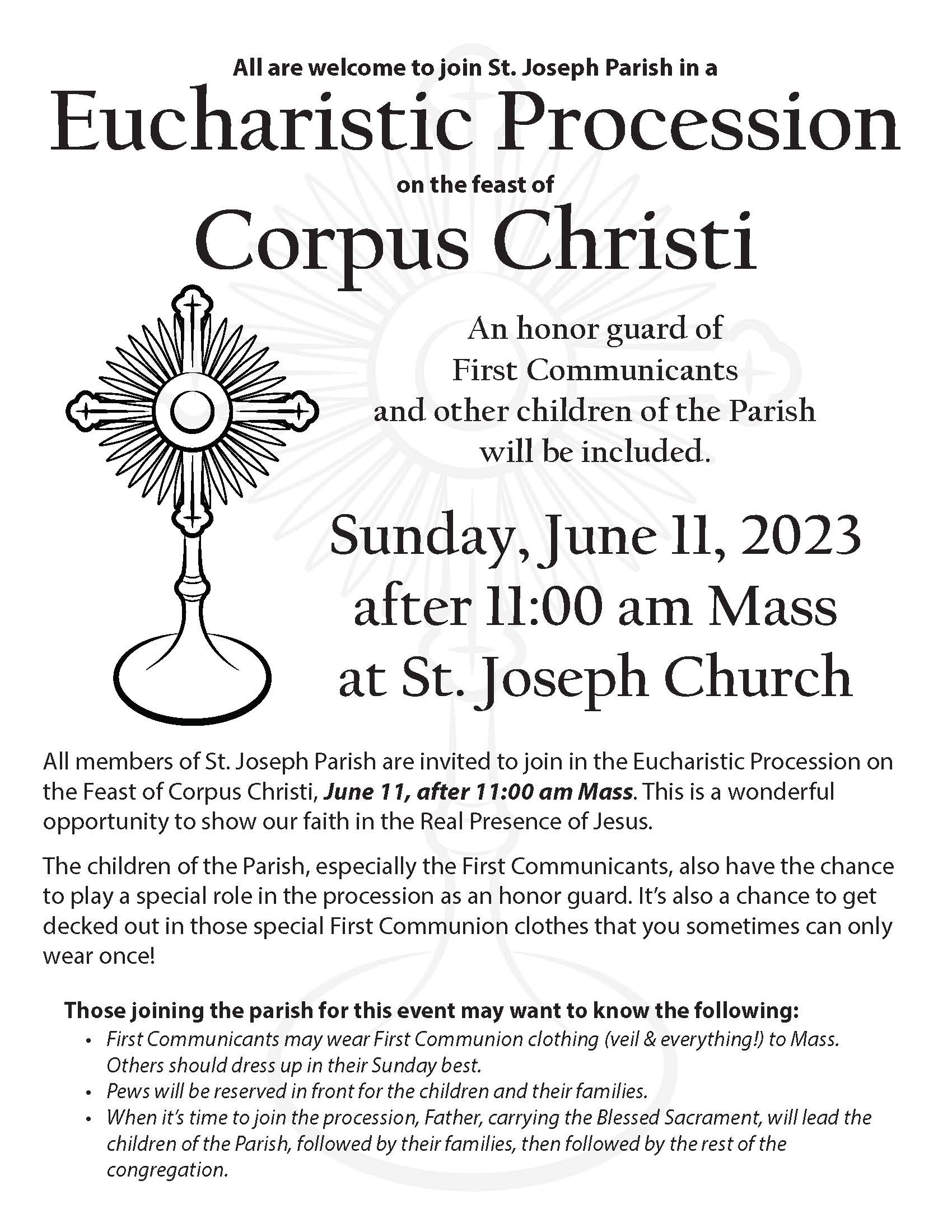 Corpus Christi 2023 Eucharistic Procession